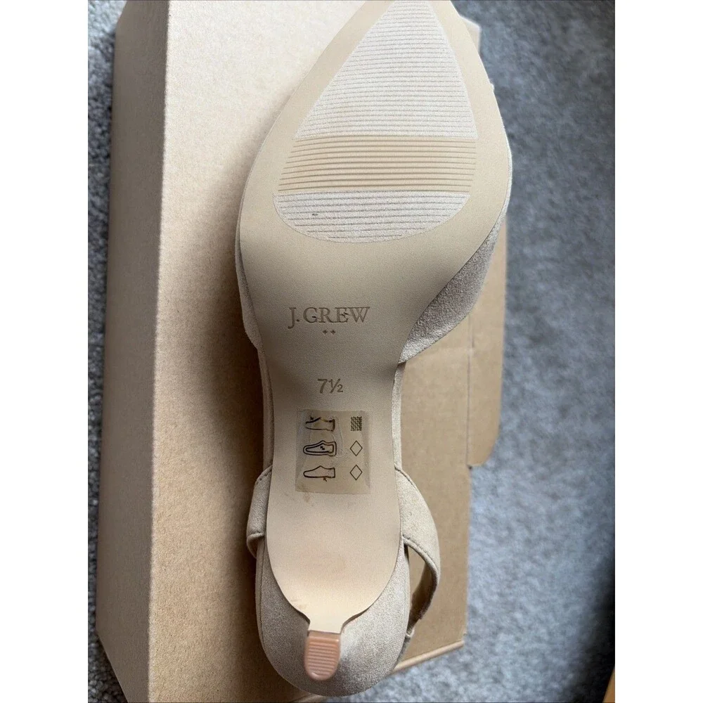 J Crew Slingback Kitten Heel Cintage Sandstone Beige Suede Size 7.5 NEW